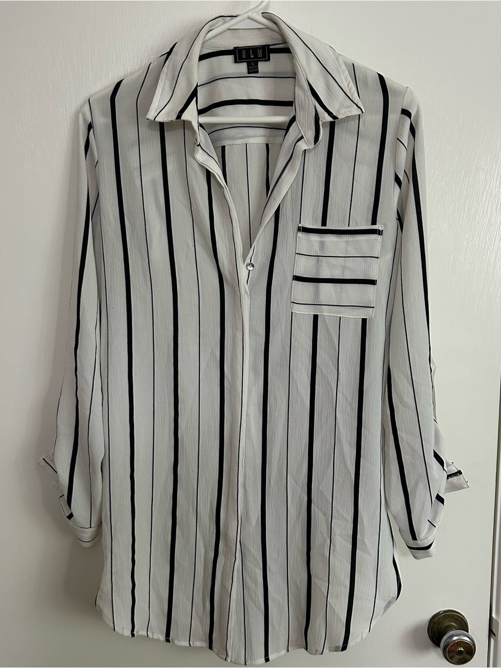 Black & White Vertical Stripe Blouse